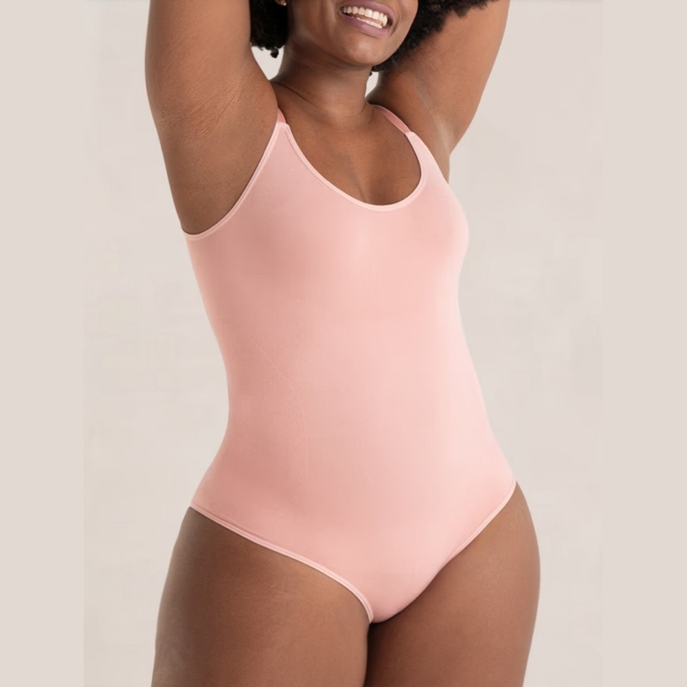 Shapermint Essentials All Day Every Day Scoop Neck Bodysuit – Rose Tan – Size M